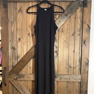 Black Sleeveless Maxi Dress - Classic Ribbed Tank Style